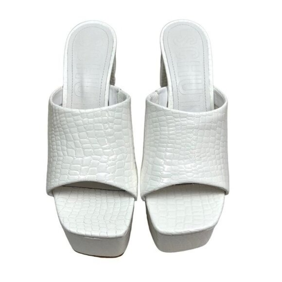 Schutz Womens Darah Platform Croc Print White Mules Slip On-Shoes Size: 10 NIB - Picture 4 of 6